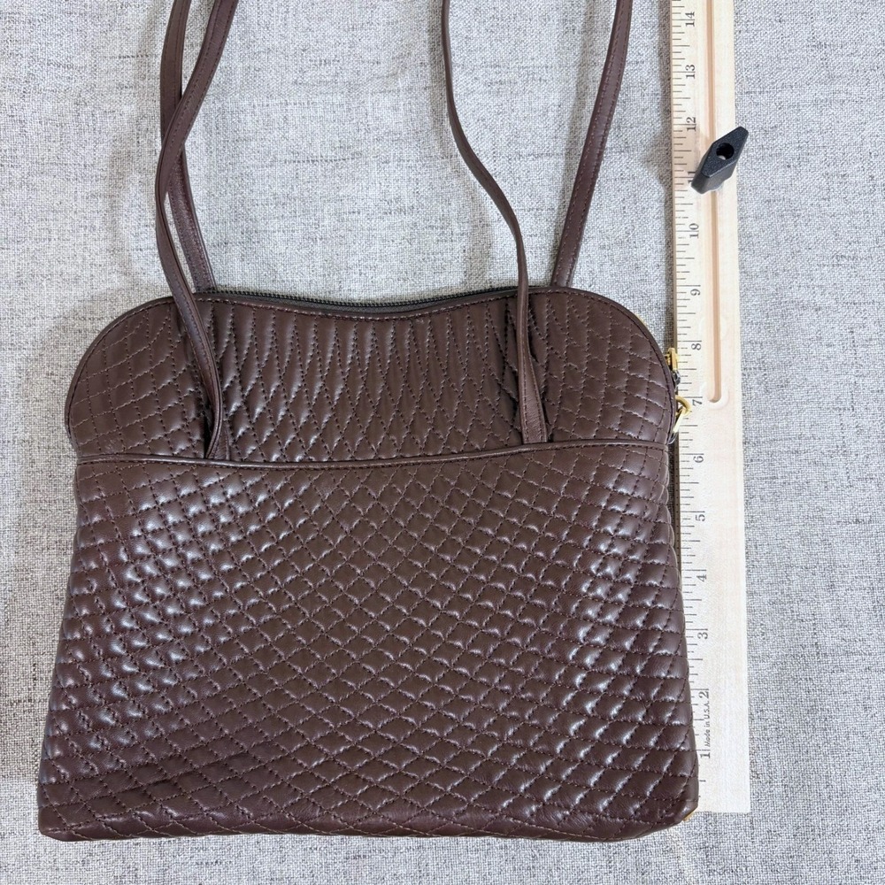 Bally Vintage Brown Quilted Leather Shoulder Bag Gold Hardware Made in Italy - Picture 3 of 12